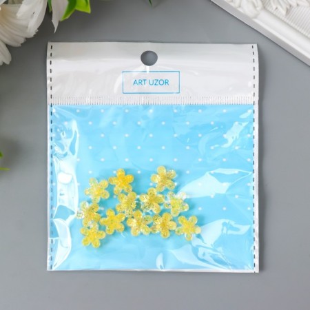 Decor for creativity plastic "Flower yellow" mother of pearl 1.2x1.2 cm-3