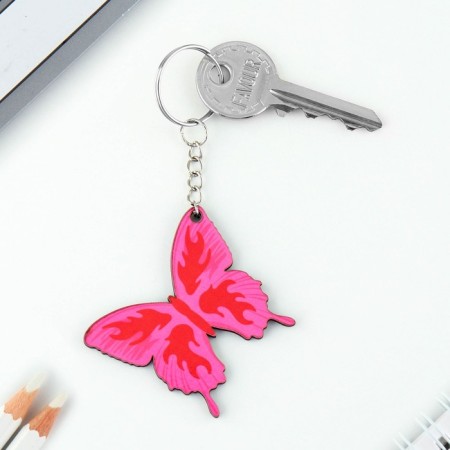Key keychain wooden "butterfly", 6 x 6 cm-2