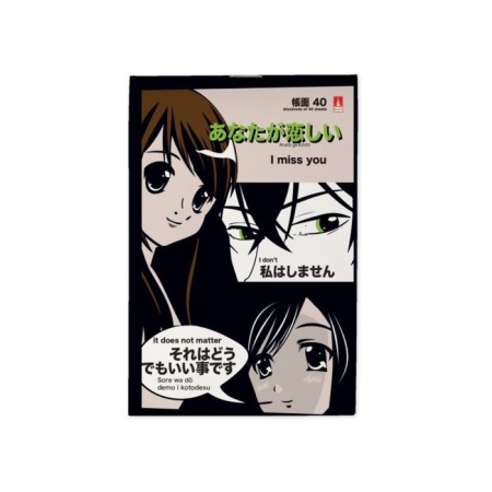 Notepad A6, 40 sheets in a cage on a paper clip, Manga Anime, Cardboard cover, block 55 g/m2, mix-2
