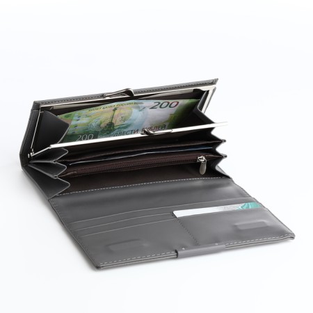 Women's wallet on magnet, gray color-3