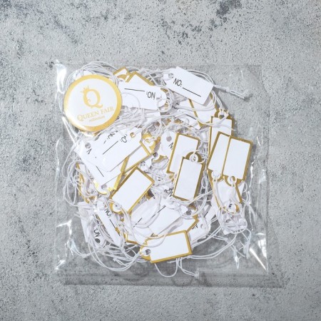 Price tag set 100pcs, 1.3 × 2.5, white-golden color-3