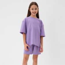 Костюм детский (футболка, шорты) MINAKU: Casual Collection цвет лиловый, рост 110 см
