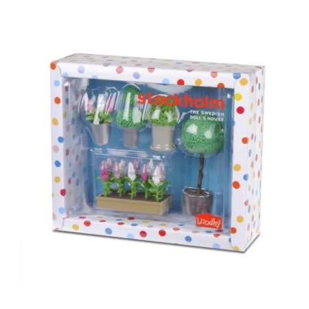 Game set of accessories for the puppet house Stockholm "Flowers in pots"-1