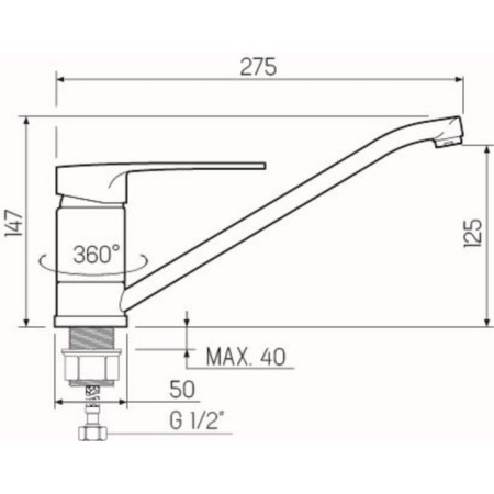 Kitchen mixer "RMS" SL52-004FB-25, single-legged, pour 250 mm, zinc, chrome-2