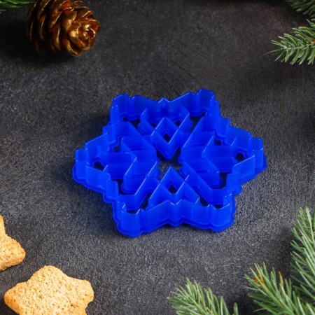 Books Form "Snowflake", cutting, stamp, 9 × 9 cm, blue color-3