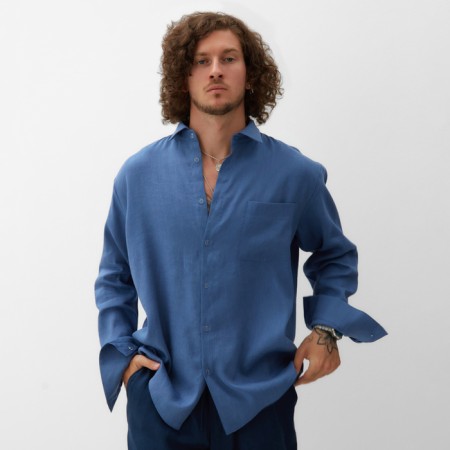 Men's shirt with long sleeve MIST R.52, blue