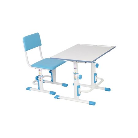 Set Polini Kids growing desk-transformer + adjustable stool, white-blue color