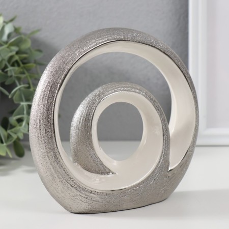 Souvenir ceramics "double loop" silver-white 14.5x15.5x5 cm-1