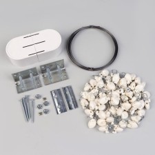 Carnish-string 10 m, with plastic clamps, 60 pcs, white color