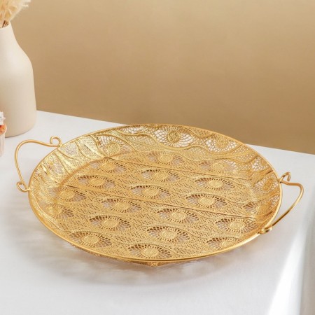 Renaissance tray, 39.5 × 34 × 3.5 cm, gold color