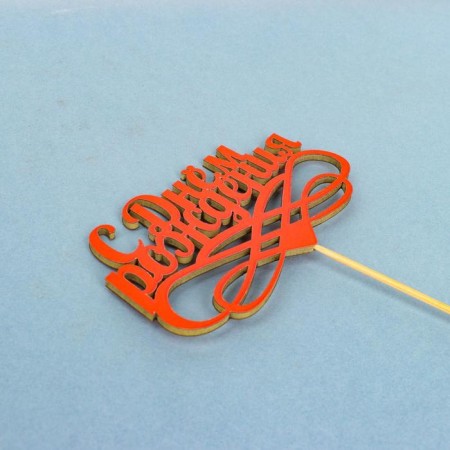 Topper "Happy Birthday", Red, 12.5 × 7 cm-2