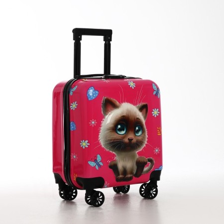Small suitcase 20 "On a zipper, 4 wheels, pink color-1