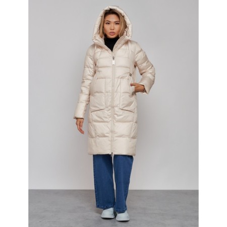 Coat insulated winter female, size 50, light-beige color-4