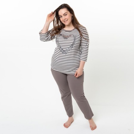 Female set (longshit, trousers), brown color, size 48-1