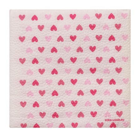Napkins single -layer “hearts” pink 24x24 cm, set 20 pcs.-3