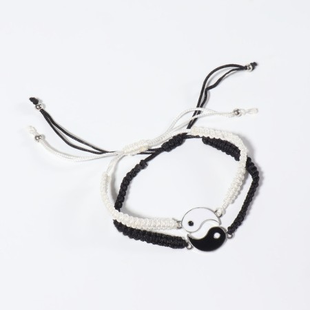 Bracelets "Demetrons" yin-yang, thick thread, black and white color