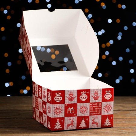 Packaging for 4 cupcakes with the Rozhdestvensky Print window, 16 x 16 x 10 cm-3