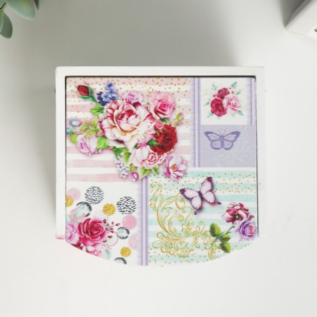 Casket wood with a mirror "butterflies and roses" 10.5x10.8x7 cm-4