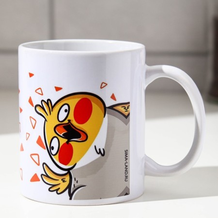 Sublimation mug "Who is sad, that transvestite" parrot, 320 ml, with application-2