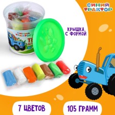 Modeling dough, 7 colors of 15 g, blue tractor, mix