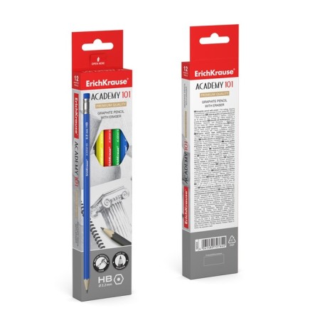 Chernographic pencil with Erichkrause Academy, NV, Griffel D = 2.2 mm, wood, hexagonal in a box, mix-7