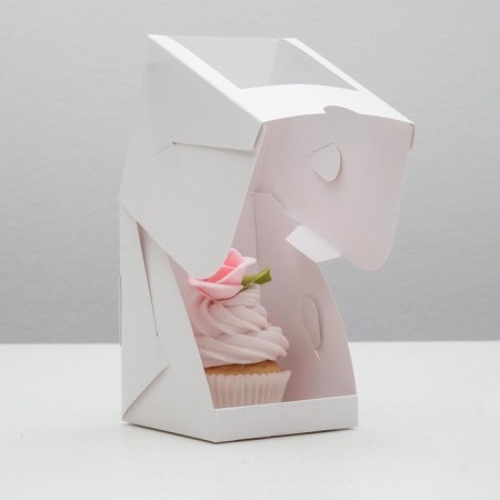 Packaging for one cupcake with a window, white, 12.5 x 9.5 x 9.5 cm, set 5 pcs.-1
