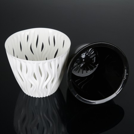 Kashpo for flowers with an insert "inspiration", 3 l, white-black color-1