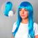 Carnival wig, long straight hair, blue color, 120 g