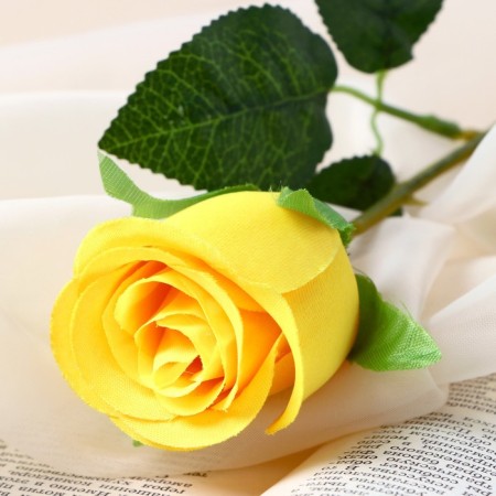 Artificial flowers "Bunny Rose" 5x50 cm, yellow-1