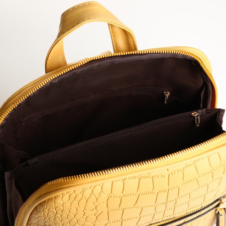 City backpack on a zipper, mustard color-3