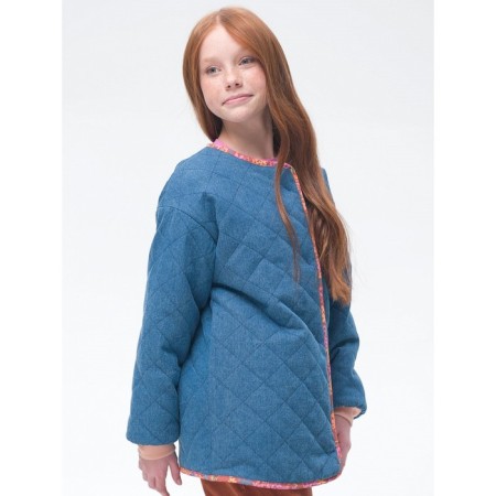 Bilateral jacket for girls, height 128 cm, jeans color-3