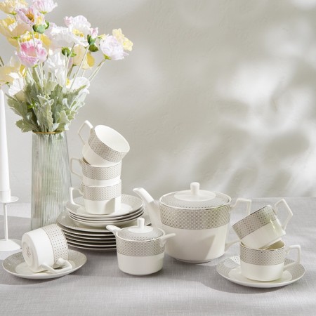 Tea Service Wy Eternal, 12 items, mug 250 ml 6 pcs, saucer 6 pcs, porcelain-8