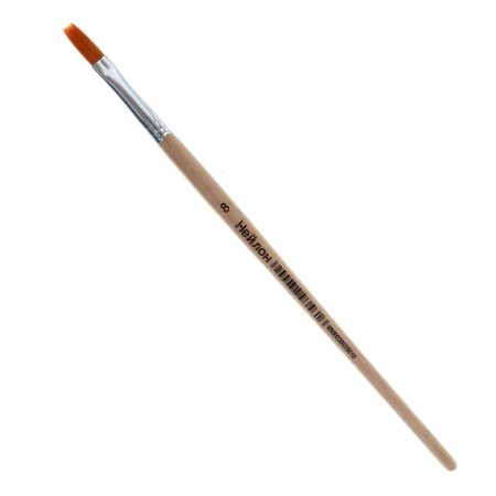 Nylon brush No. 8, flat, wooden pen