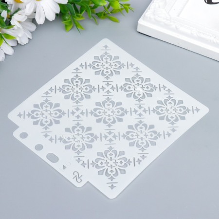 Plastic stencil "Damasian pattern" 13x14 cm-1