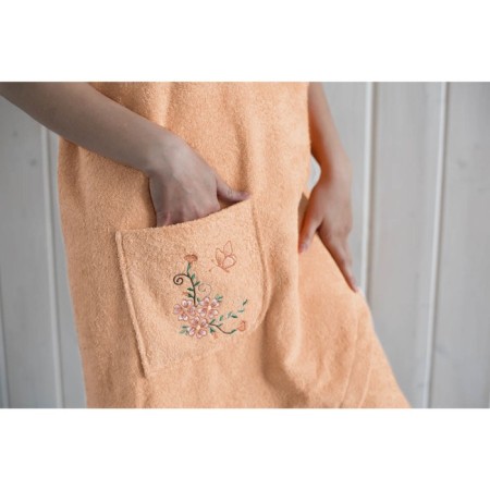 Women's set for the sauna (Pareo+Chalma) with embroidery, peach-3