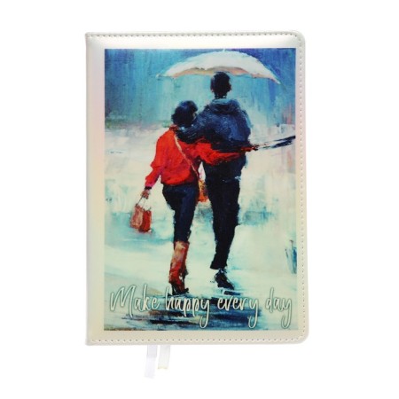 Leduced A5 Diary, 160 sheets, Devente.couple with umbrella, firm artificial leather cover with foam rubber, 2 lies, block 70 g/m2