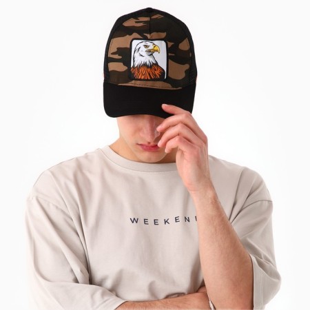 Men's cap with a grid "Eagle", Black Color, Rr. 56-10