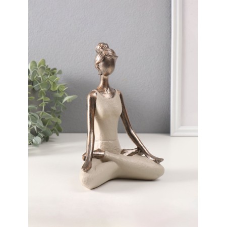 Souvenir Polystone "Girl on Yoga - Breath" under bronze 8x13x19 cm-1