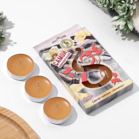 Aromatic tea candles, 6 pieces, vanilla