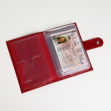 Cover for auto documents on the button, textura, red color-5
