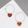 Earrings “hearts” glaze, red color in gold