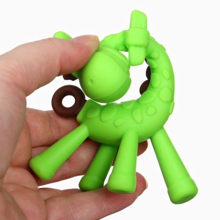 Silicone teether for teeth in the case "Girafics", color mix, crumb I-9