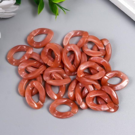 Decor for creativity plastic "Ring for the chain" marble pink set 25 pcs 2.3x1.65 cm-2