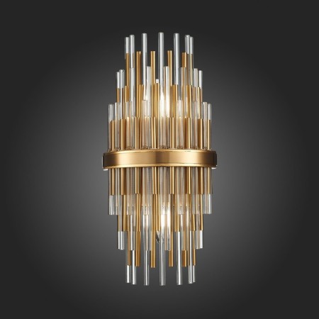 Sconces st. SL1628.301.02. TERAMO. 2x40 watts, E14, 20x43 cm, brass color-2