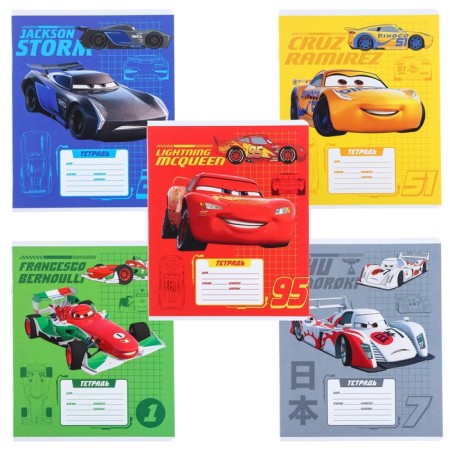 Notebook in a cage 12 sheets, 5 types of mix, cover coated cardboard, cars-1