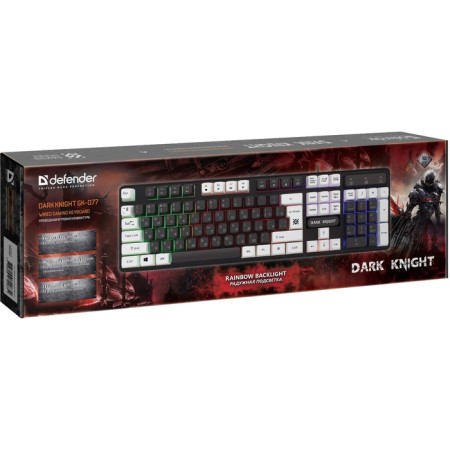 The keyboard Defender Dark Knight GK-077, game, wired, backlight, 104 keys, USB, CHERY-BELL-5