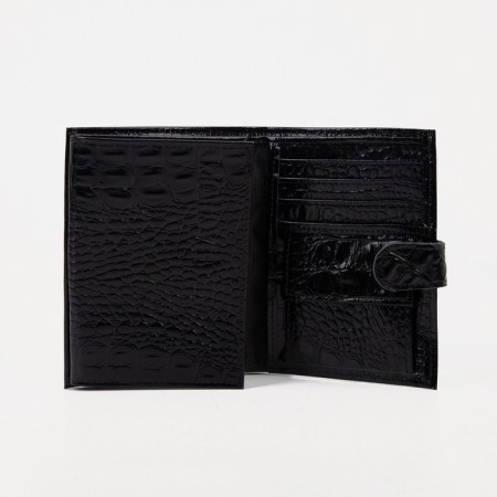 Male purse on the button for auto documents and passports, black color-3