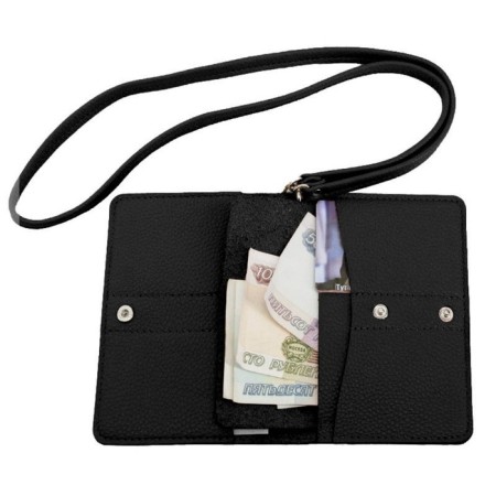 Bag for documents, genuine leather, black 14x10x2 cm-1