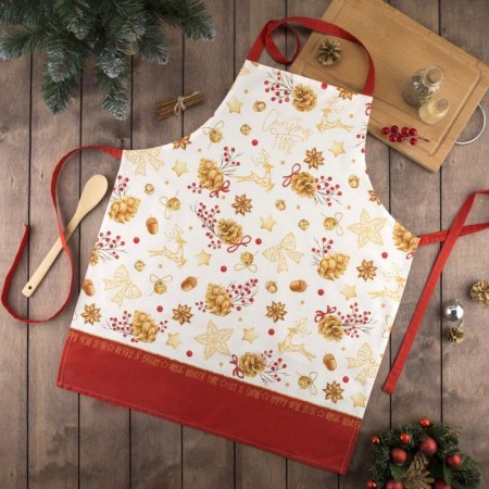 Apron "Ethel" Golden Christmas 60x70cm, 100% cotton, sarzha 190 g/m2