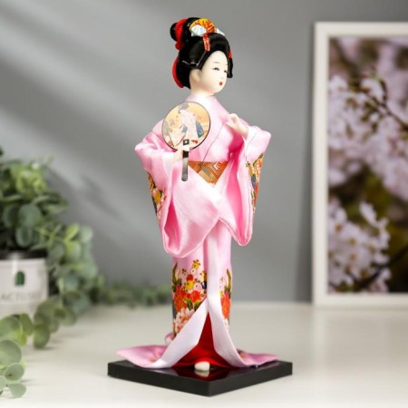 Collector doll "Japanese in a pink kimono with dough" 25x9.5x9.5 cm-1